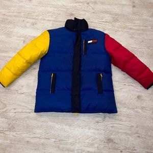 Tomy Hilfiger multi color puffer jacket mens large